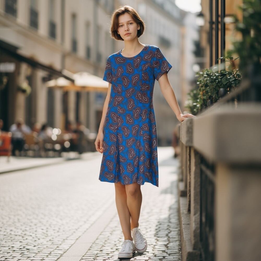 Vintage Dress Pleated Paisley